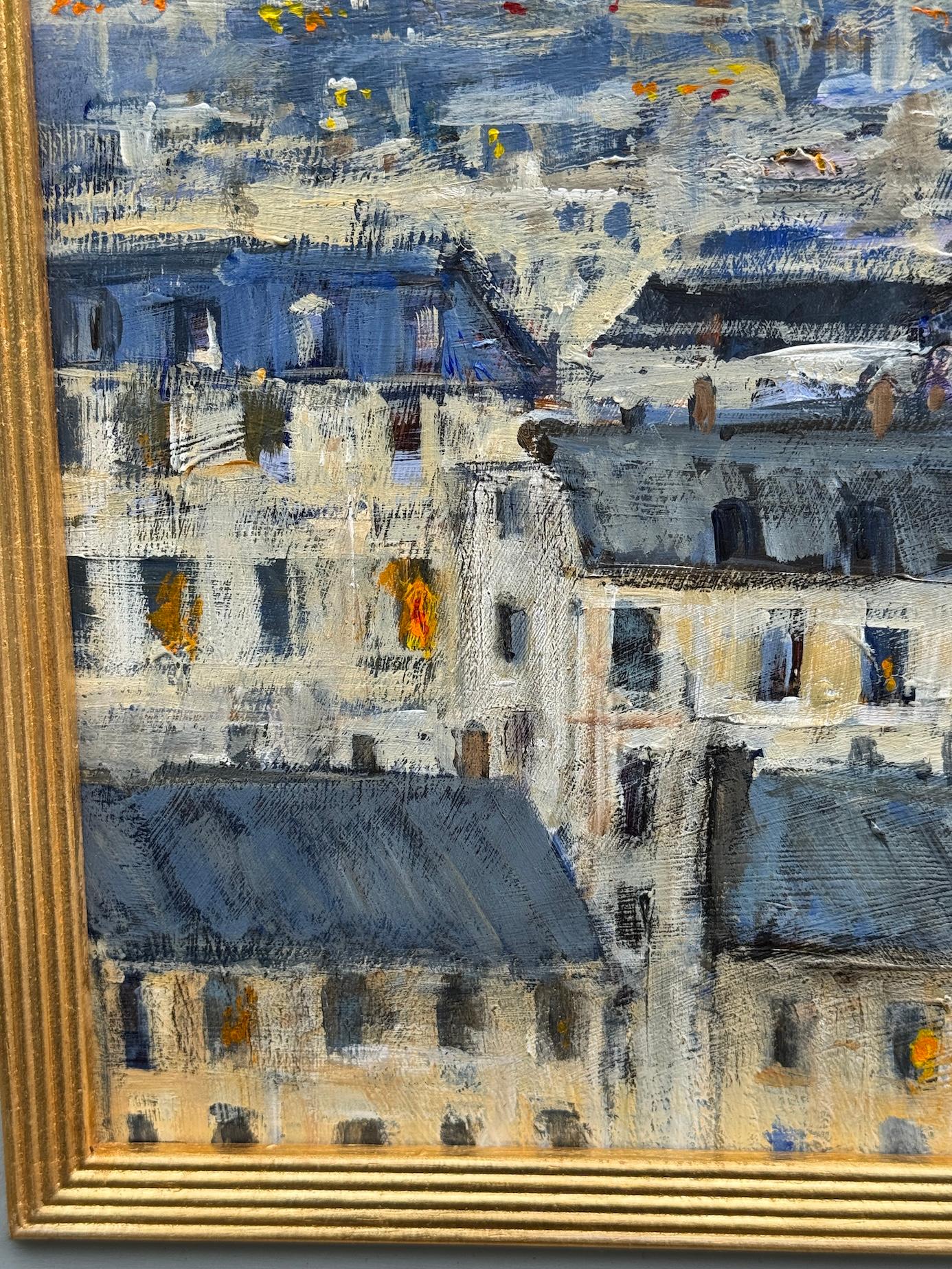 Vue de la ville impressionniste de Paris et de la Tour Eiffel et des toits en vente 1