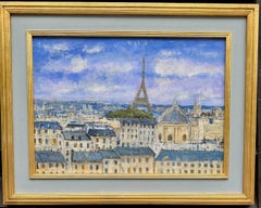 Vue de la ville impressionniste de Paris et de la Tour Eiffel et des toits