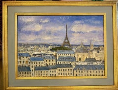 Impressionistische Stadtansicht von Paris mit dem Eiffelturm und den Dächern