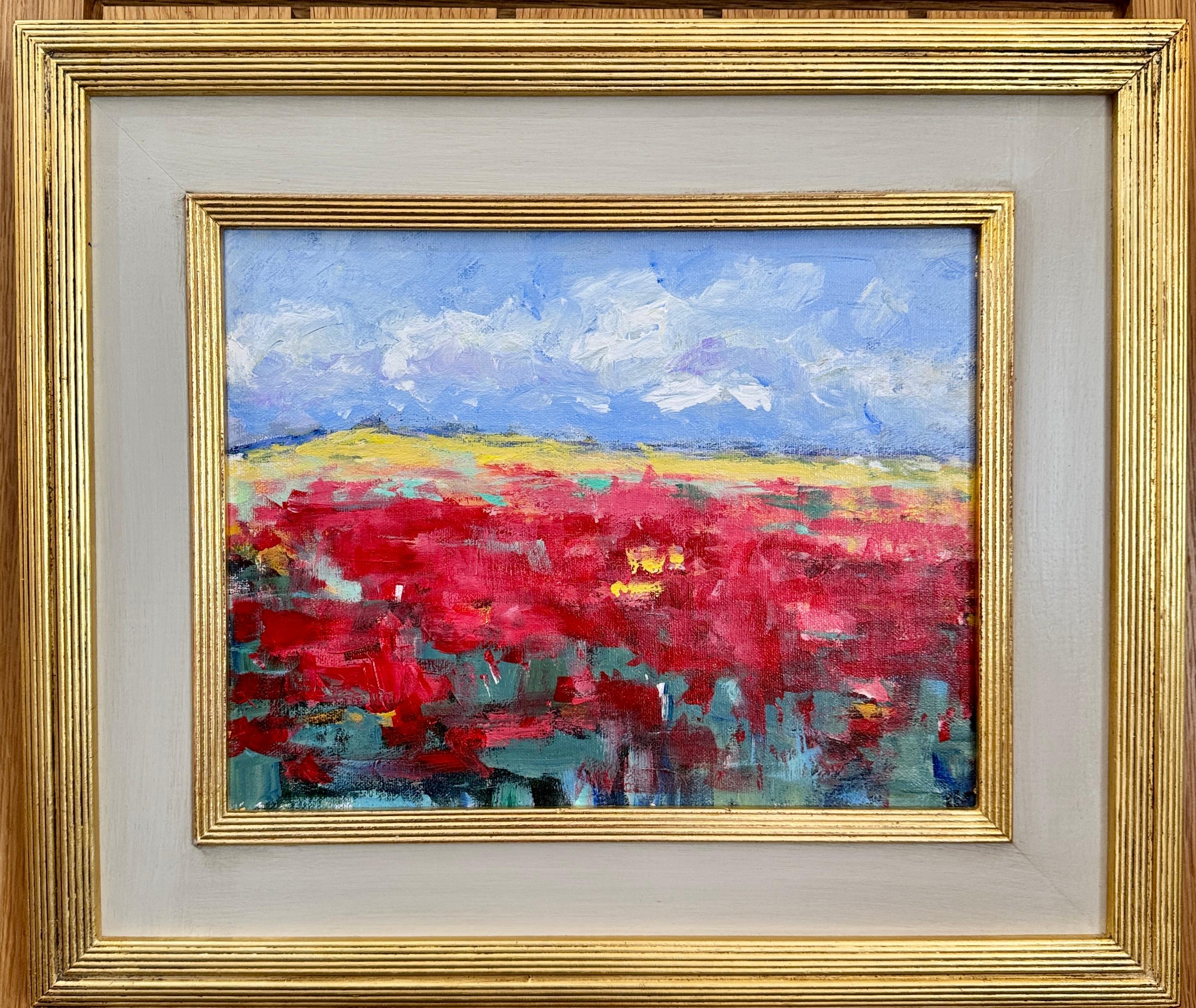 Impressionist landscape of a Poppy Field in France, Summertime Provance