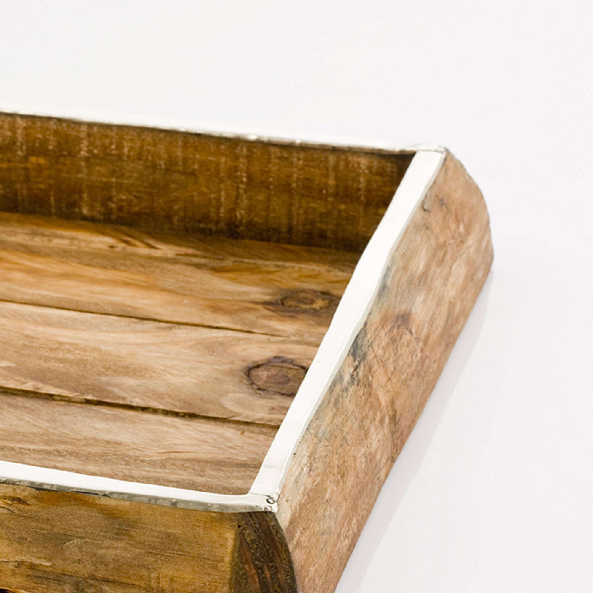 Chalten Medium Wood & Alpaca Silver Square Tray In New Condition For Sale In Buenos Aires, AR