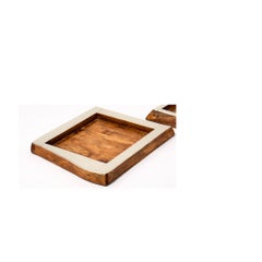 Chalten Mini Large Wood & Alpaca Silver Square Tray