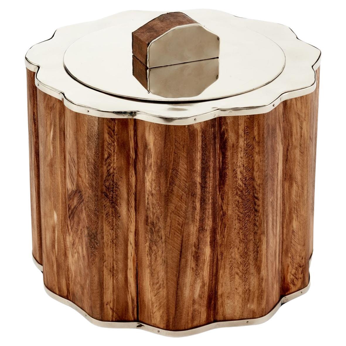 Chalten Wood & Alpaca Silver Ice Bucket For Sale