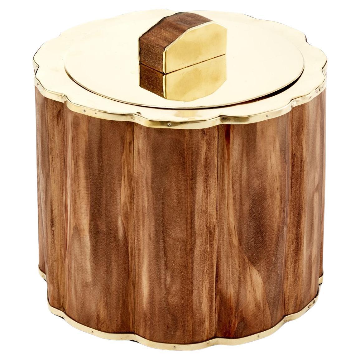 Chalten Wood & Brass Ice Bucket For Sale