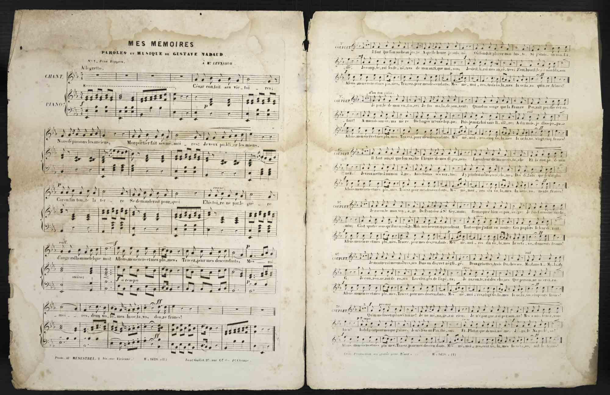 Album Gustave Nadaud-Mes Mémoires - Litografia di Cham - Metà del XIX secolo in vendita 1