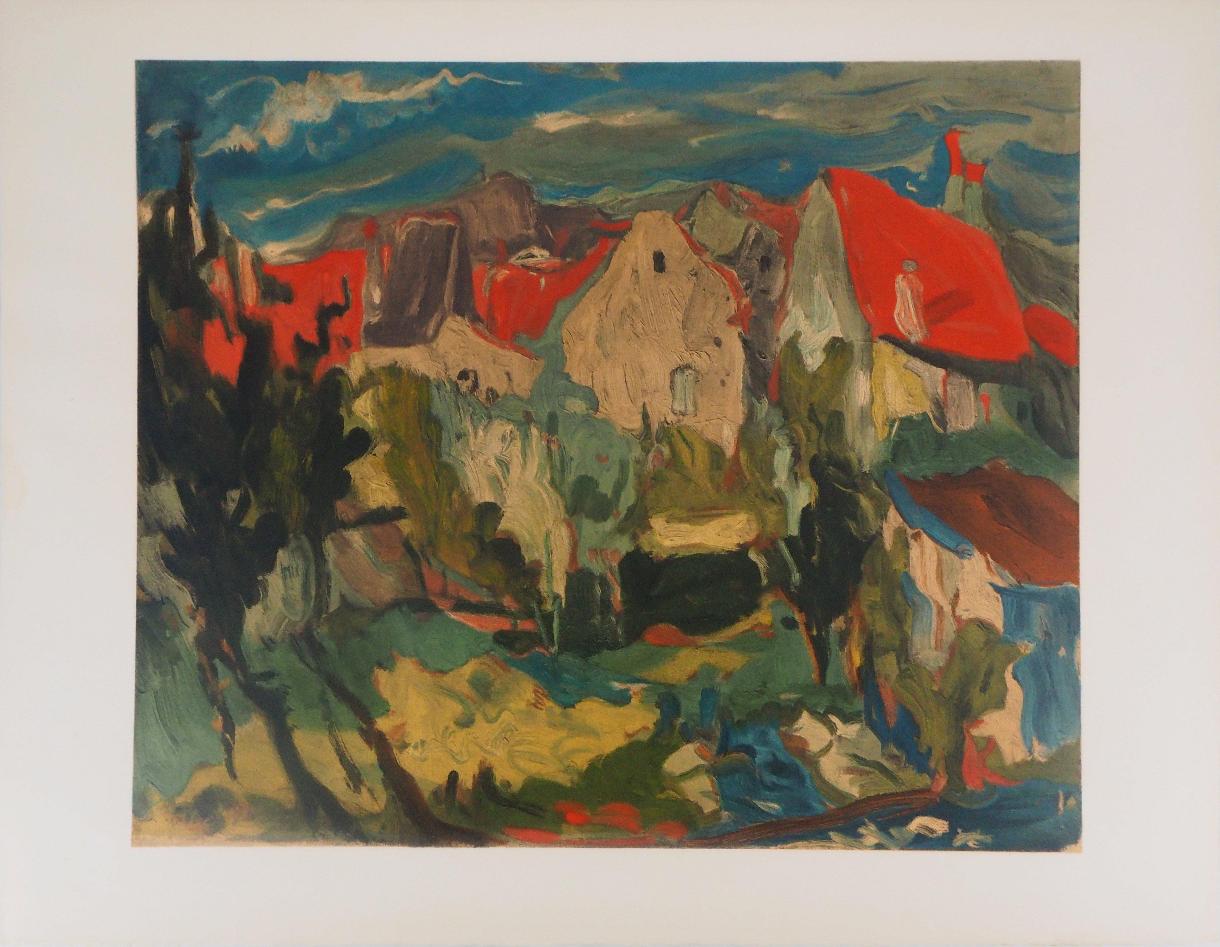 Chaïm Soutine Landscape Print - French Riviera : View of Cagnes - Lithograph, Mourlot