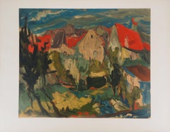 Costa Azul : Vista de Cagnes - Litografía, Mourlot
