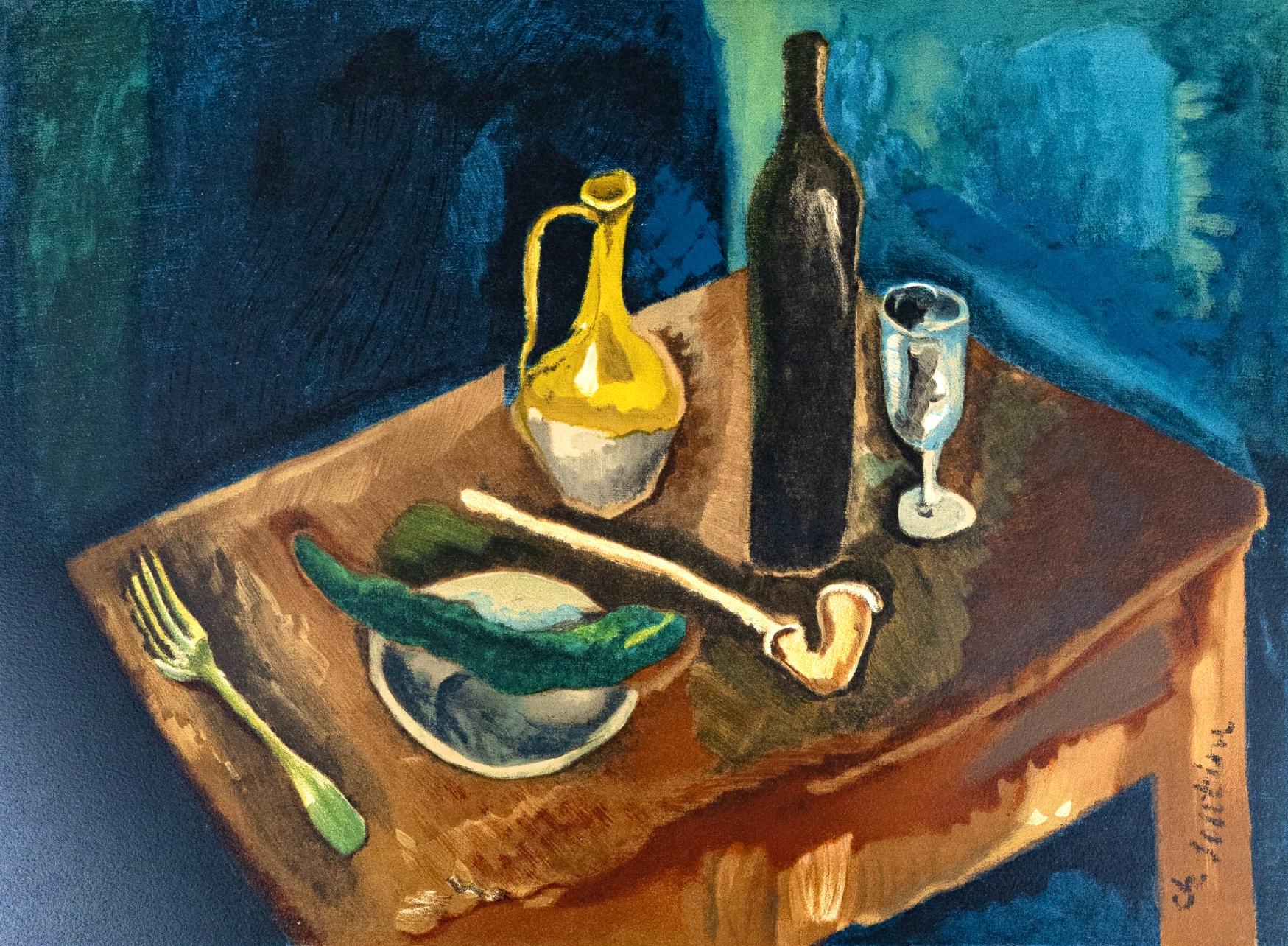 Chaïm Soutine Landscape Print - Soutine, Nature morte à la pipe, Soutine, Collection Pierre Lévy (after)