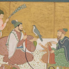 Chamba School Indian Miniature Painting of Rāj Singh with Hawk