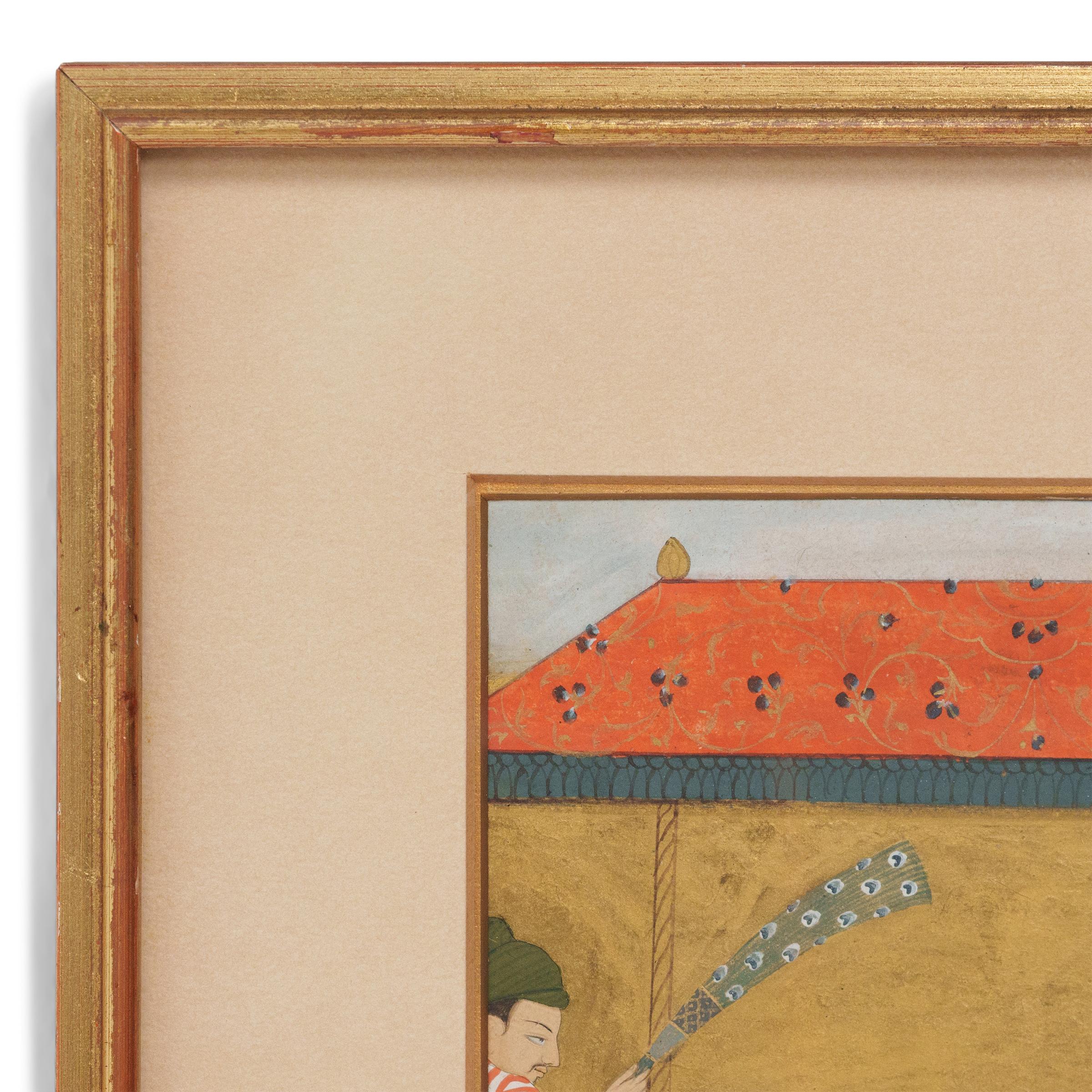 Indien Miniature indienne de l'école de Chamba représentant Rāj Singh avec un faucon en vente