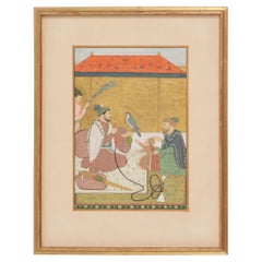 Antique Chamba School Indian Miniature Painting of Rāj Singh with Hawk