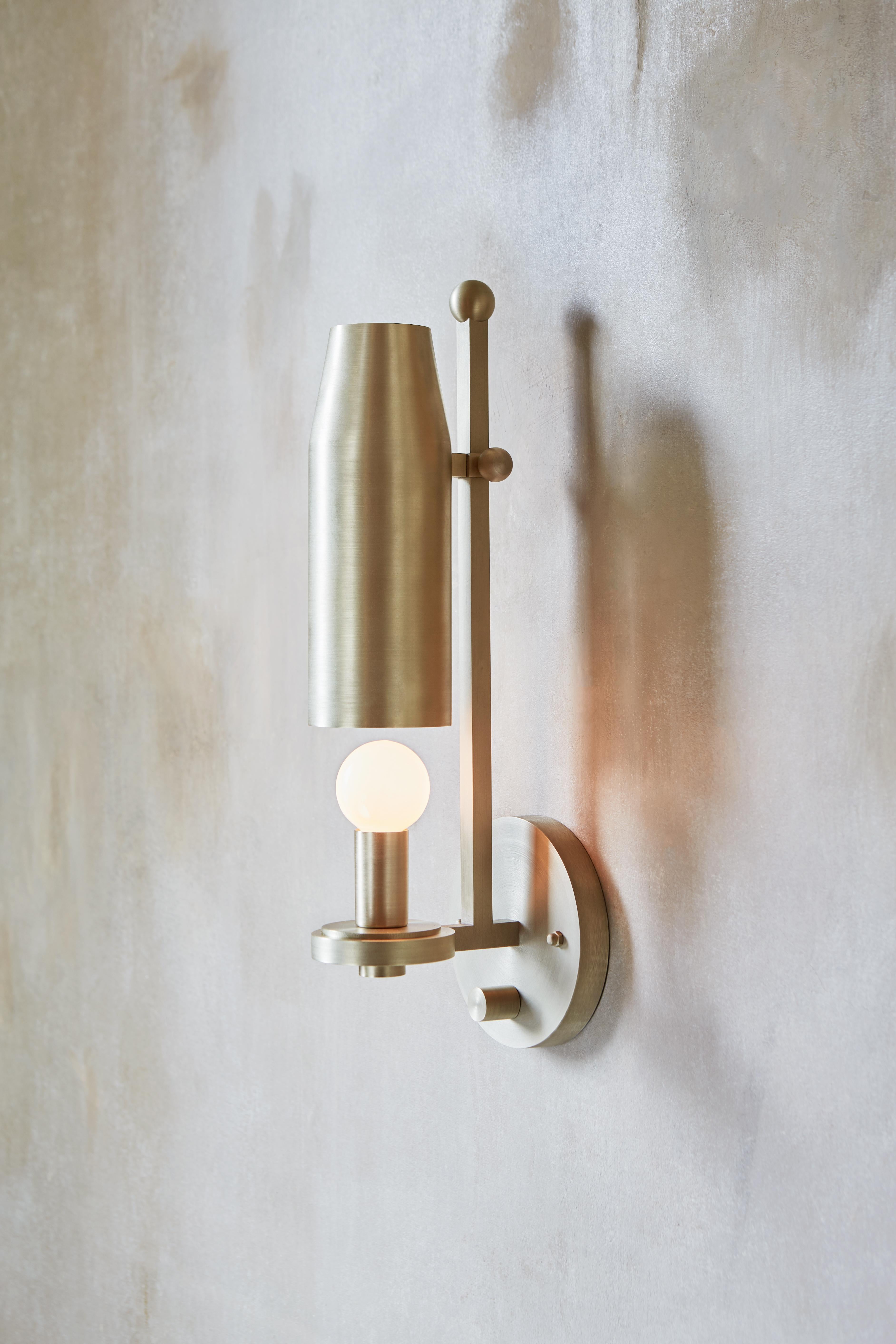 American Chamber Sconce Hewn Brass For Sale