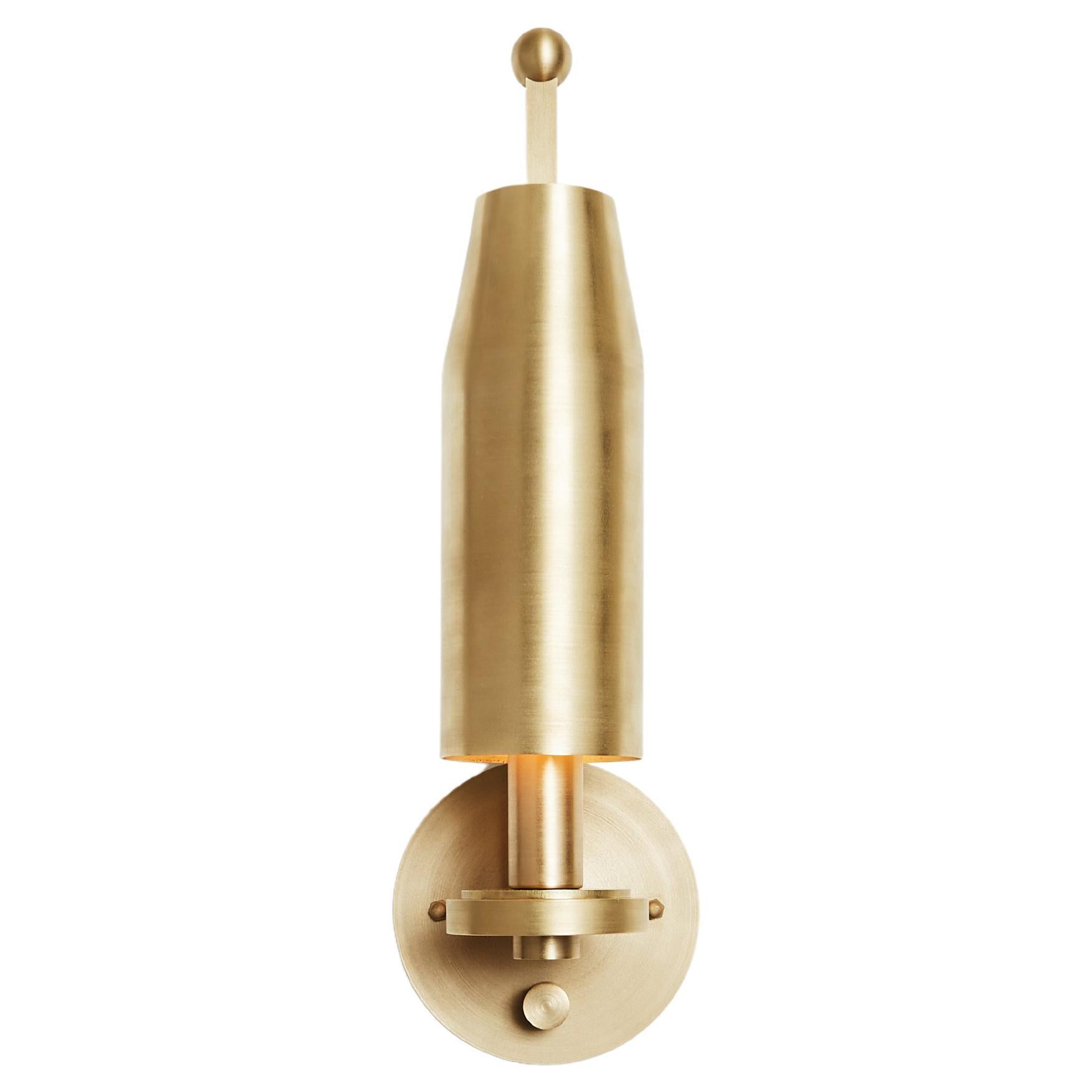 Chamber Sconce Hewn Brass For Sale