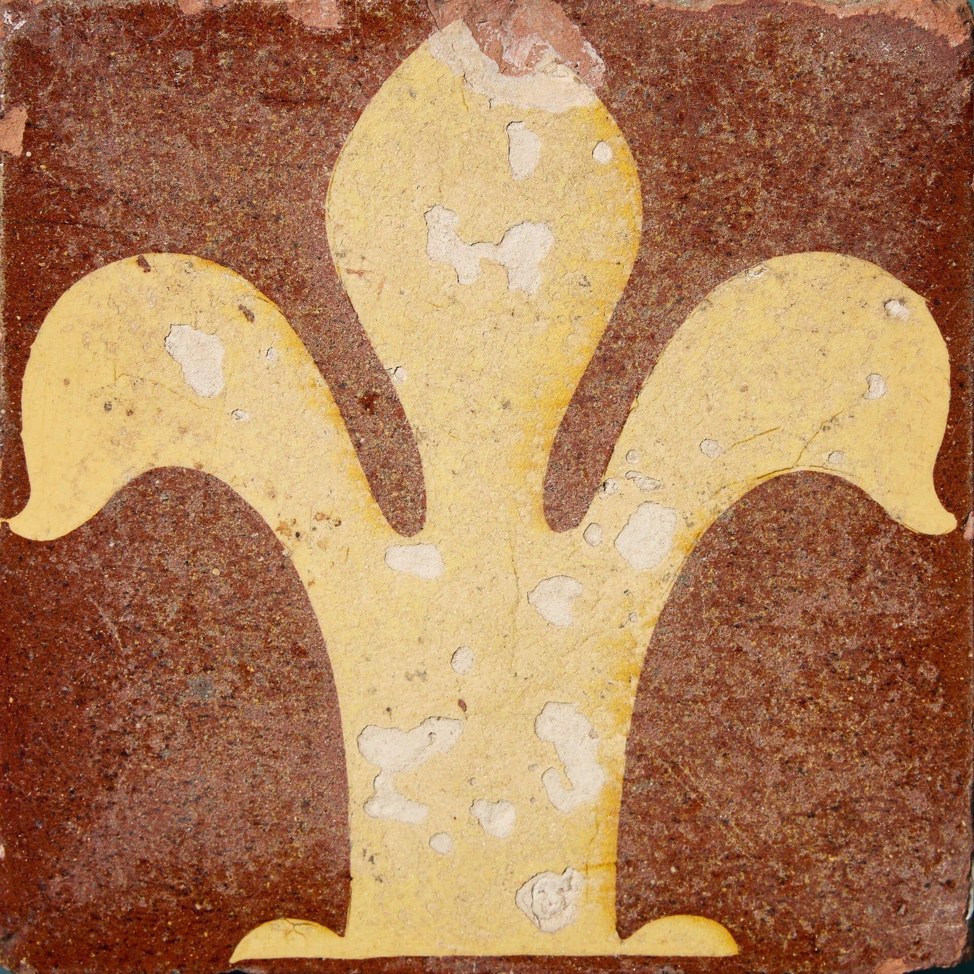 Neoclassico Piastrella ad encausto Fleur de Lys di Chamberlain & Co in vendita