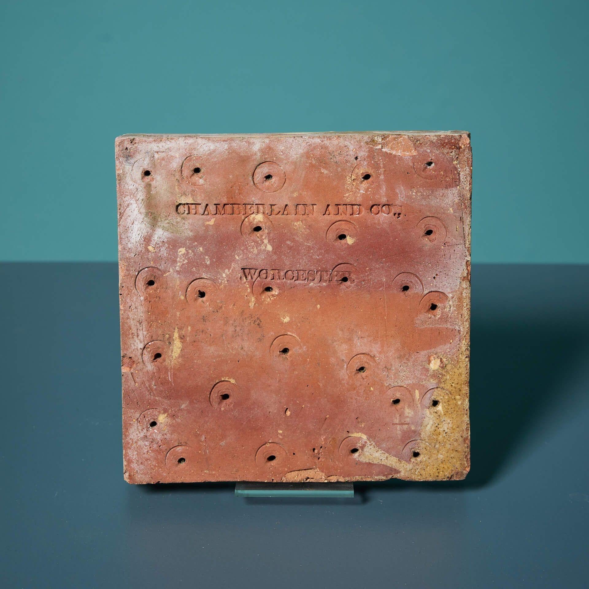 English Chamberlain & Co Fleur de Lys Encaustic Tile For Sale