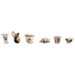 Chamberlain Worcester Among Others, Six Antique Miniatures in Porcelain
