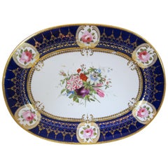 Chamberlain Worcester Antique Porcelain Hand-Painted Floral Platter