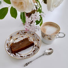 Chamberlain Worcester Coffee Cup, Gilt and Brown Rose Buds, Georgian, circa 1805
