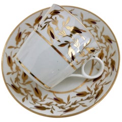 Chamberlain Worcester Coffee Cup, Gilt and Brown Rose Buds, Georgian, circa 1805