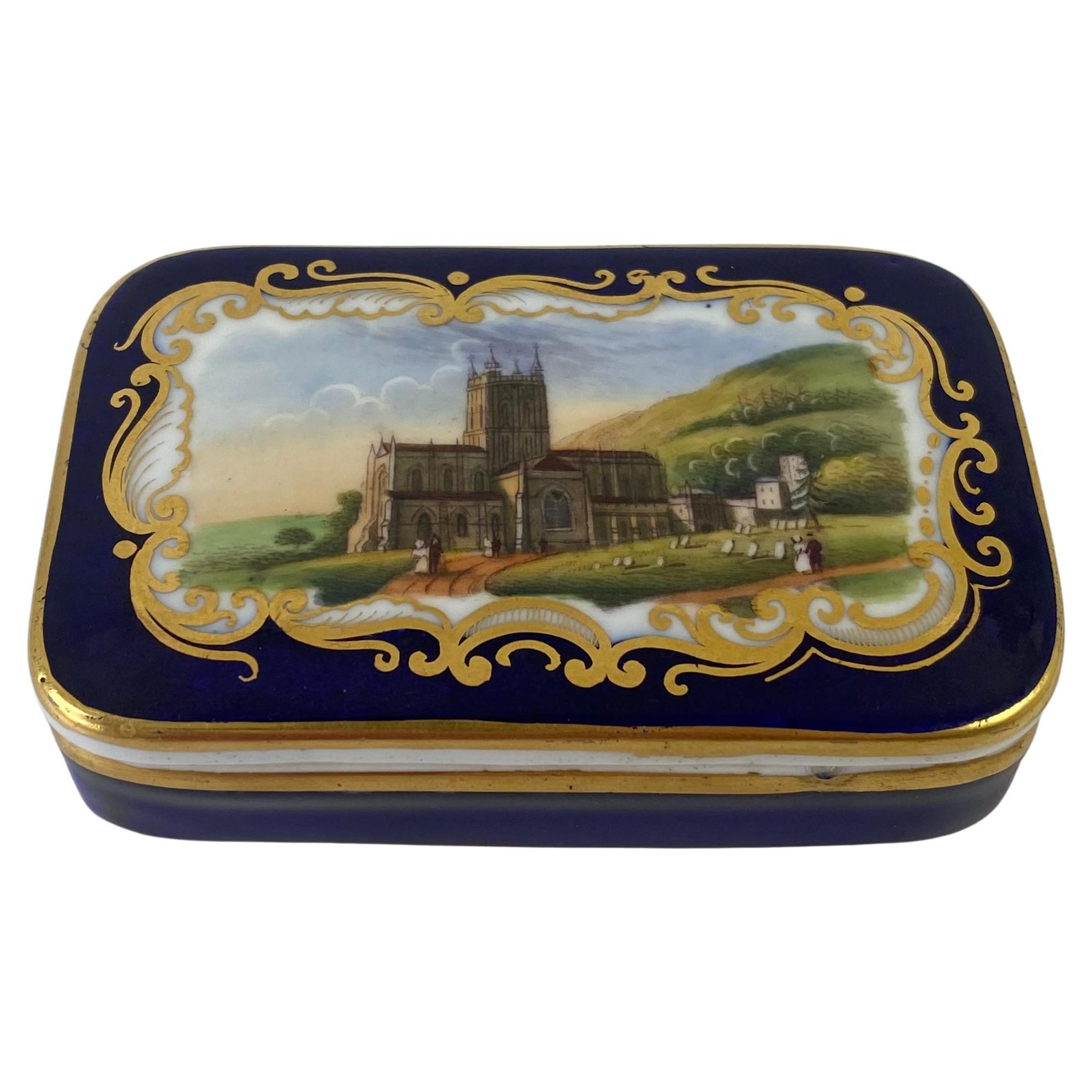 Chamberlain Worcester Porcelain Box and Cover, ‘Malvern’, c. 1840 For Sale