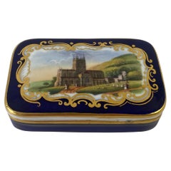 Antique Chamberlain Worcester Porcelain Box and Cover, ‘Malvern’, c. 1840