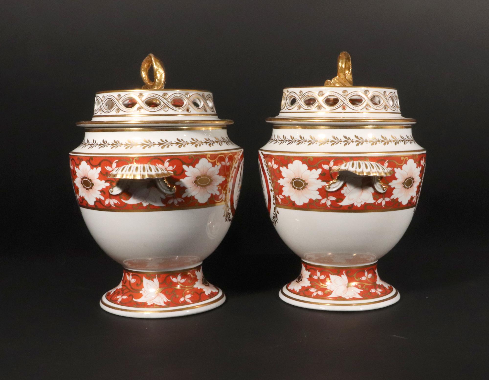 Chamberlain Worcester Porzellan-Obstkühler, Deckel und Liners aus Porzellan (Regency) im Angebot