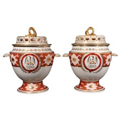 Chamberlain Worcester Porcelain Crested Fruit Coolers, Covers and Liners