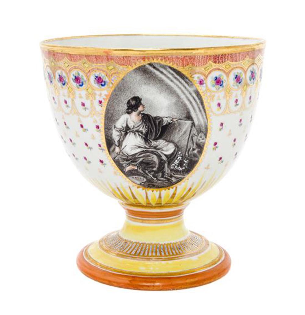 Chamberlain Worcester Porcelain Goblet After Angelia Kauffman Painting 