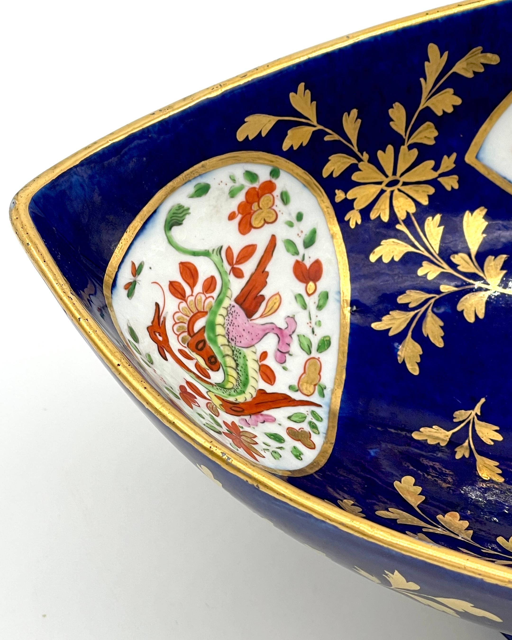Chamberlains Worcester 'Africa' Pattern Cobalt Blue Oval Centerpiece  For Sale 3