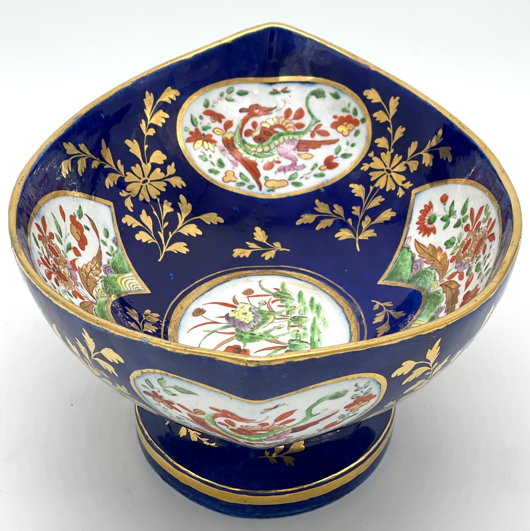 Porcelain Chamberlains Worcester 'Africa' Pattern Cobalt Blue Oval Centerpiece  For Sale