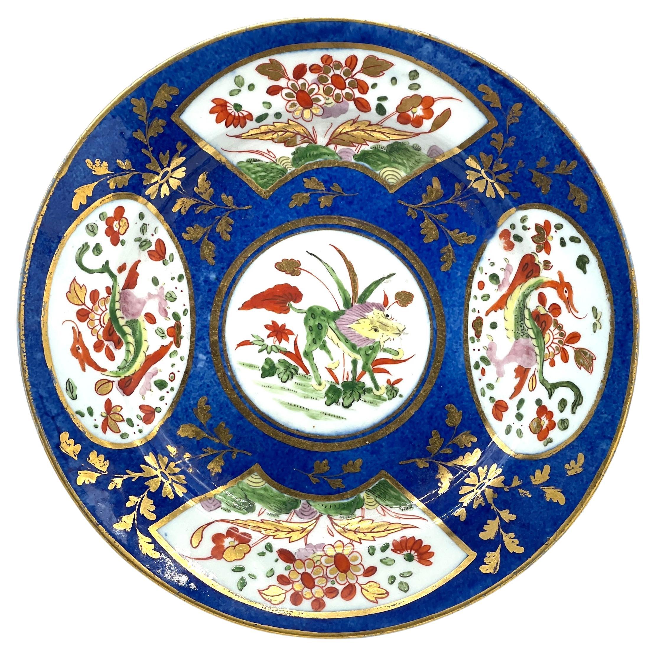 Chamberlains Worcester 'Africa' Pattern Cobalt Blue Plate   For Sale
