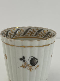 Chamberlains Worcester Coffee Can Porcelain vertical flutes, gilded ptn, Ca 1790