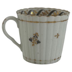 Chamberlains Worcester Coffee Can Porcelain vertical flutes, gilded ptn, Ca 1790