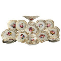 Used Chamberlains Worcester Dessert Service, White with Flowers, Regency, ca 1822