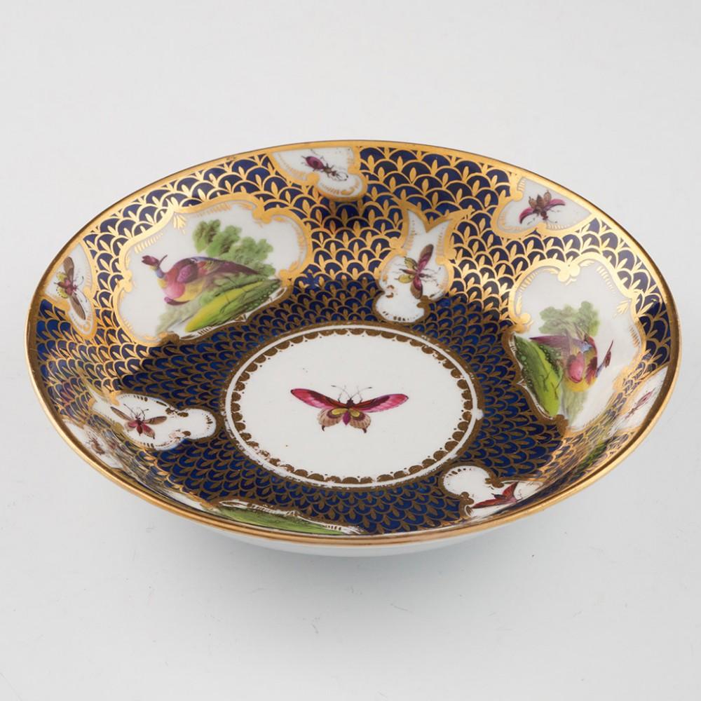 George III Trio d'oiseaux fantaisie de Chamberlain Worcester peints par George Davis, 1800-05 en vente