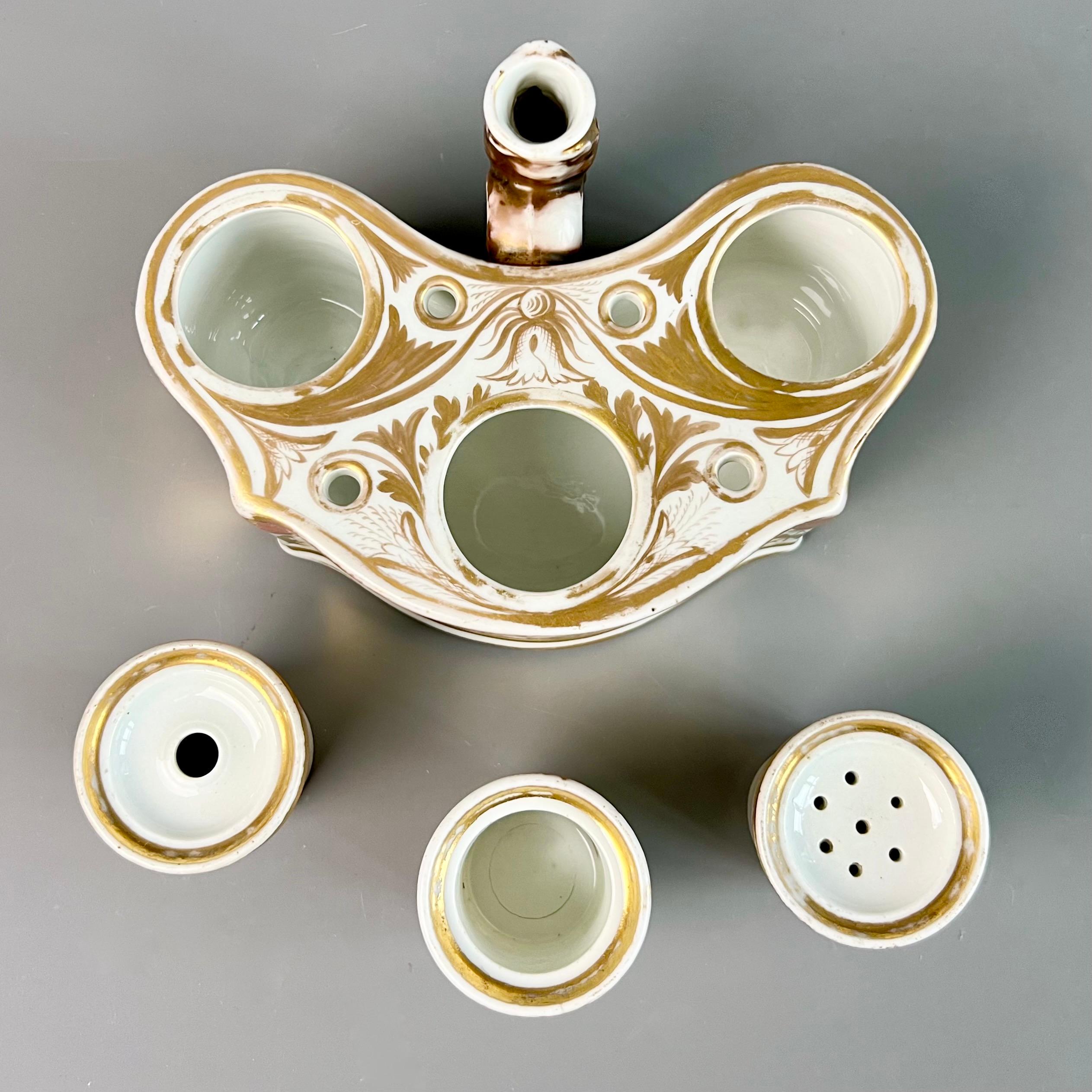 Chamberlains Worcester Ink Stand Writing Set, Orange, Gilt Neoclassical, ca 1810 For Sale 6