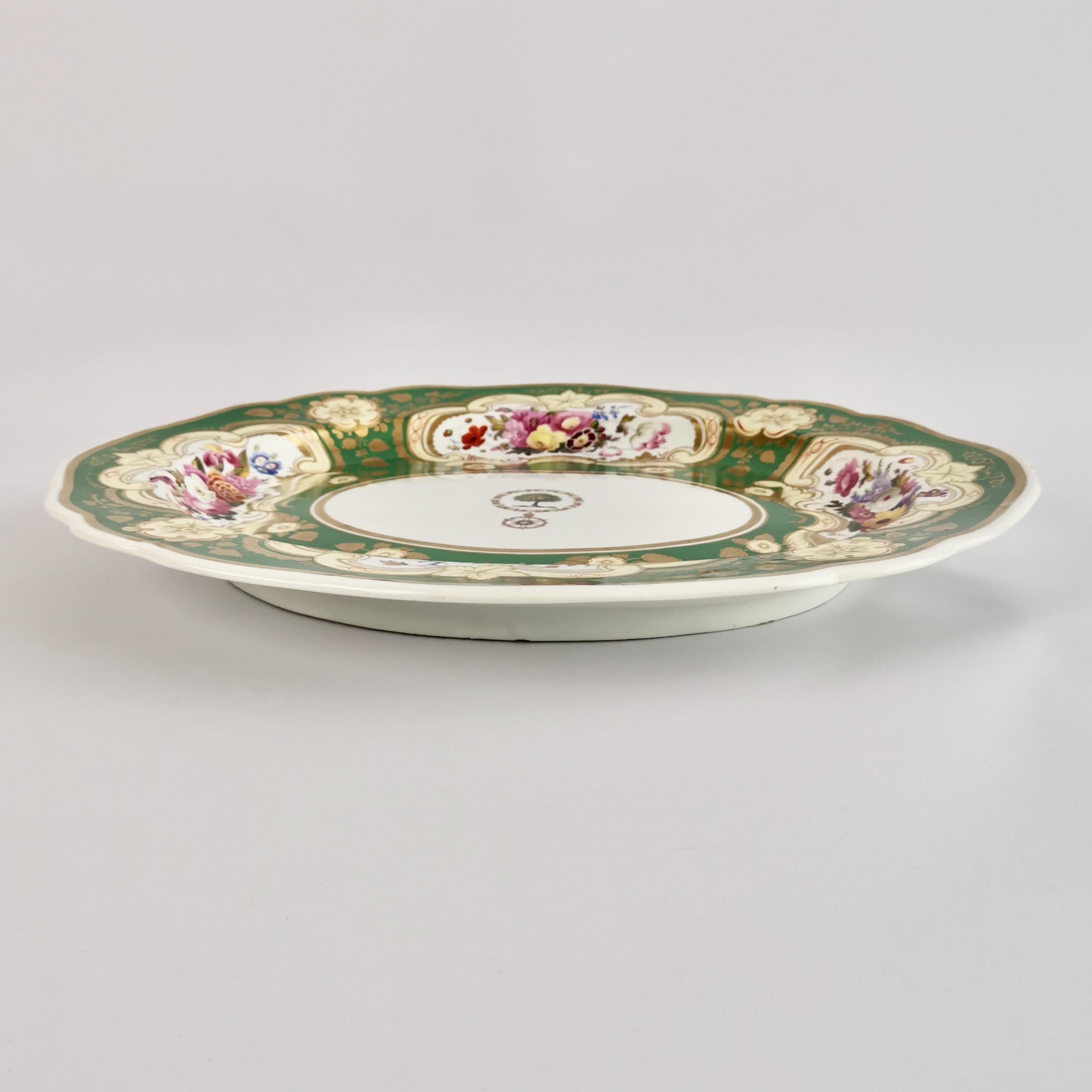 Chamberlains Worcester Meat Platter, Green, Brazilian Order of the Rose, ca 1829 4