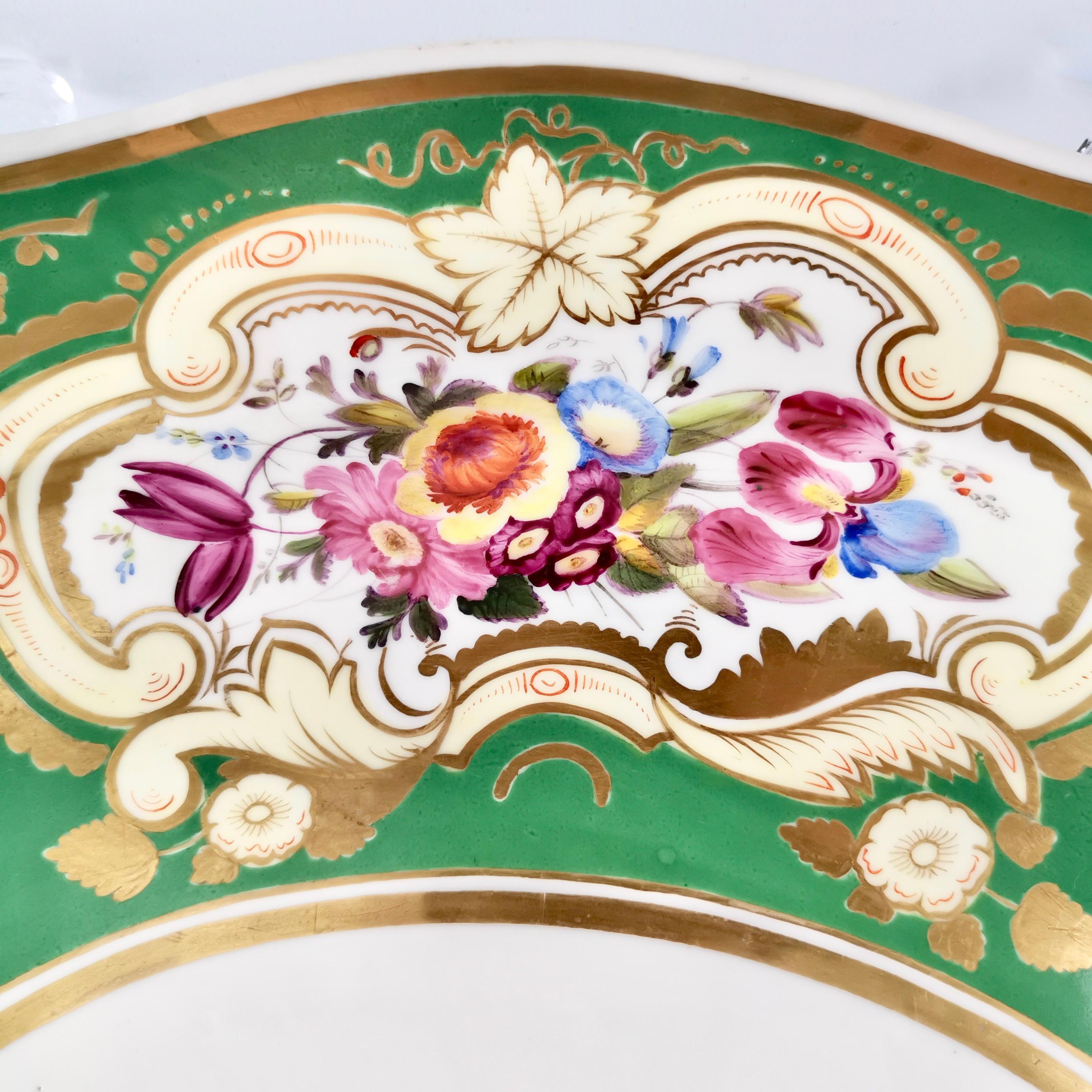 William IV Chamberlains Worcester Meat Platter, Green, Brazilian Order of the Rose, ca 1829