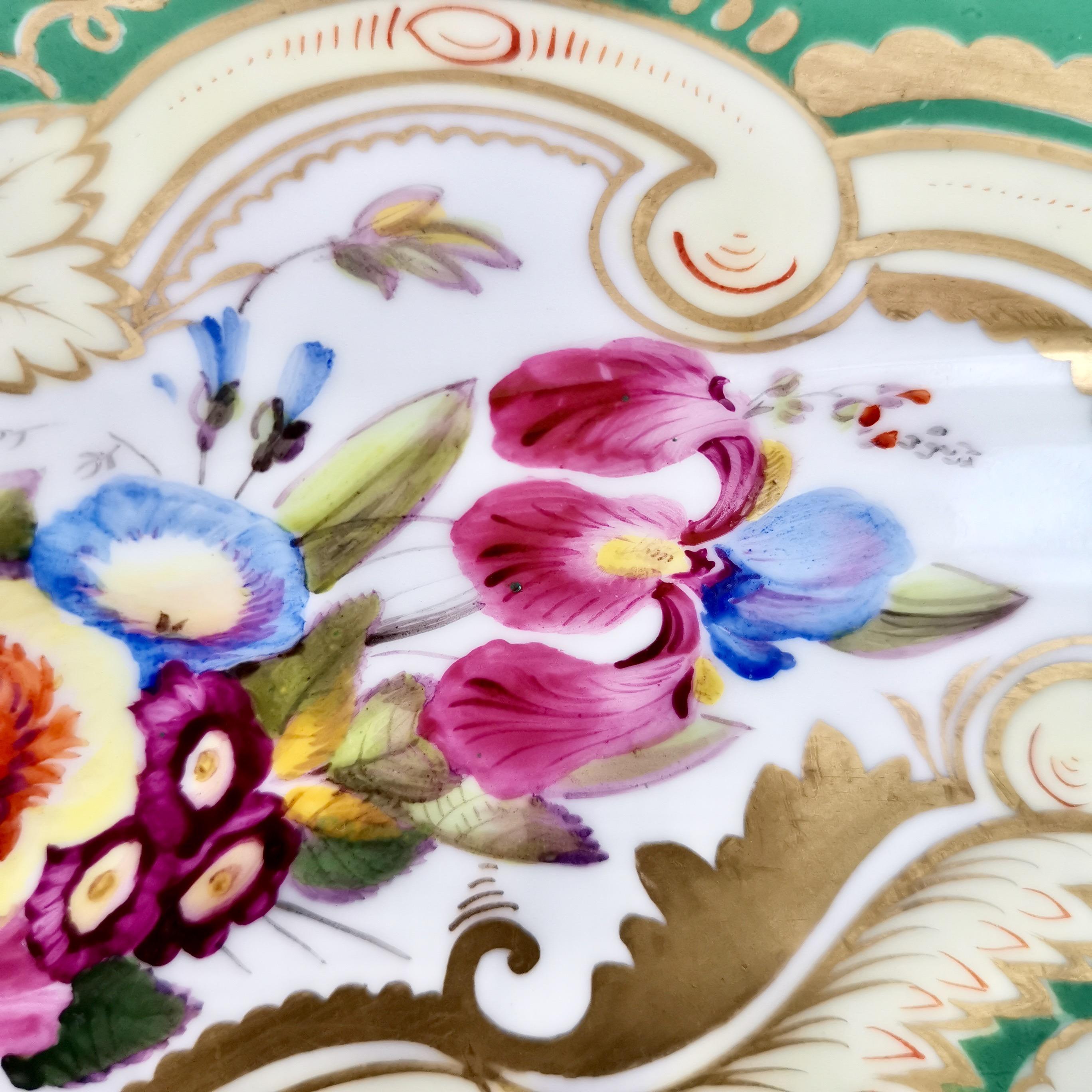 William IV Chamberlains Worcester Meat Platter, Green, Brazilian Order of the Rose, ca 1829