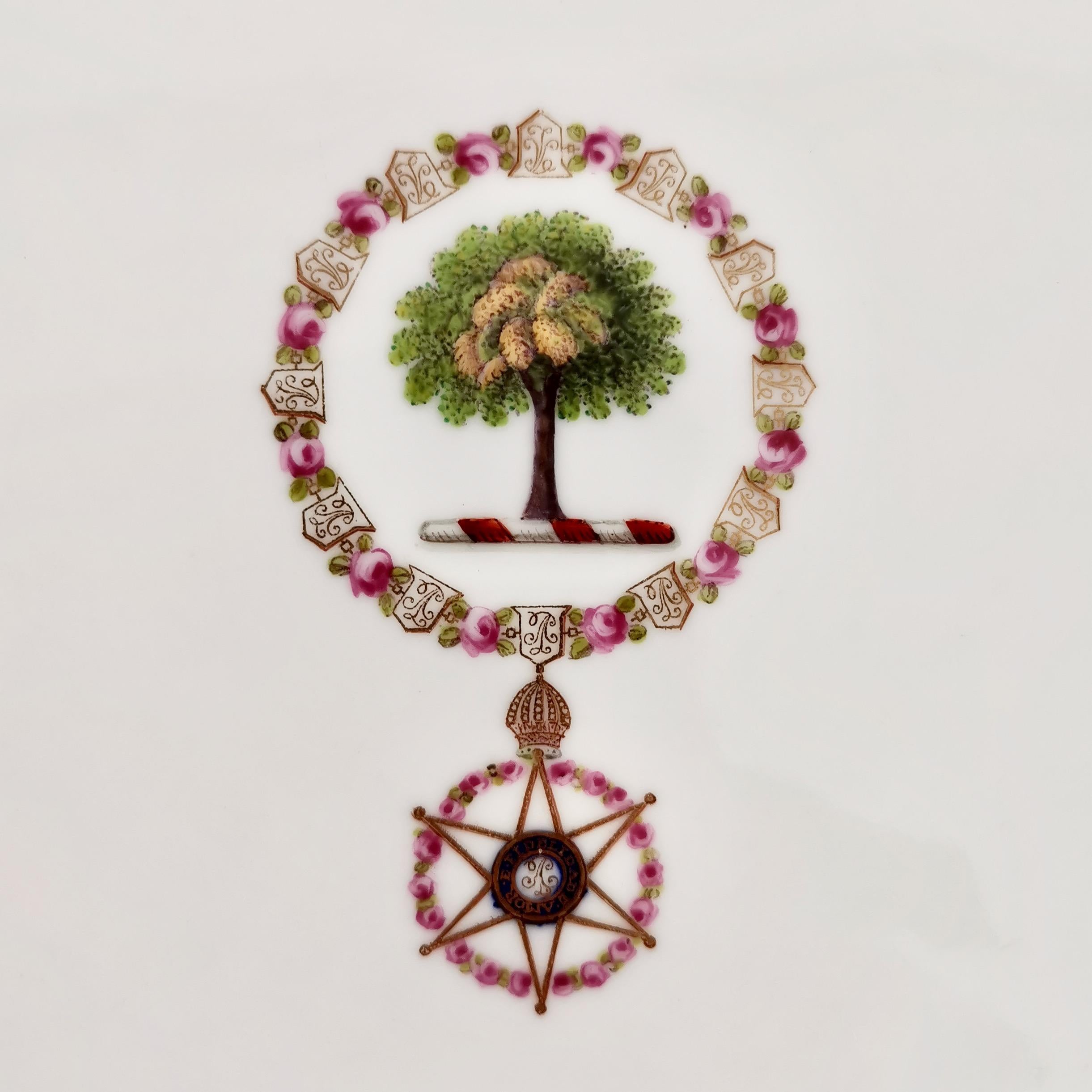 Hand-Painted Chamberlains Worcester Meat Platter, Green, Brazilian Order of the Rose, ca 1829