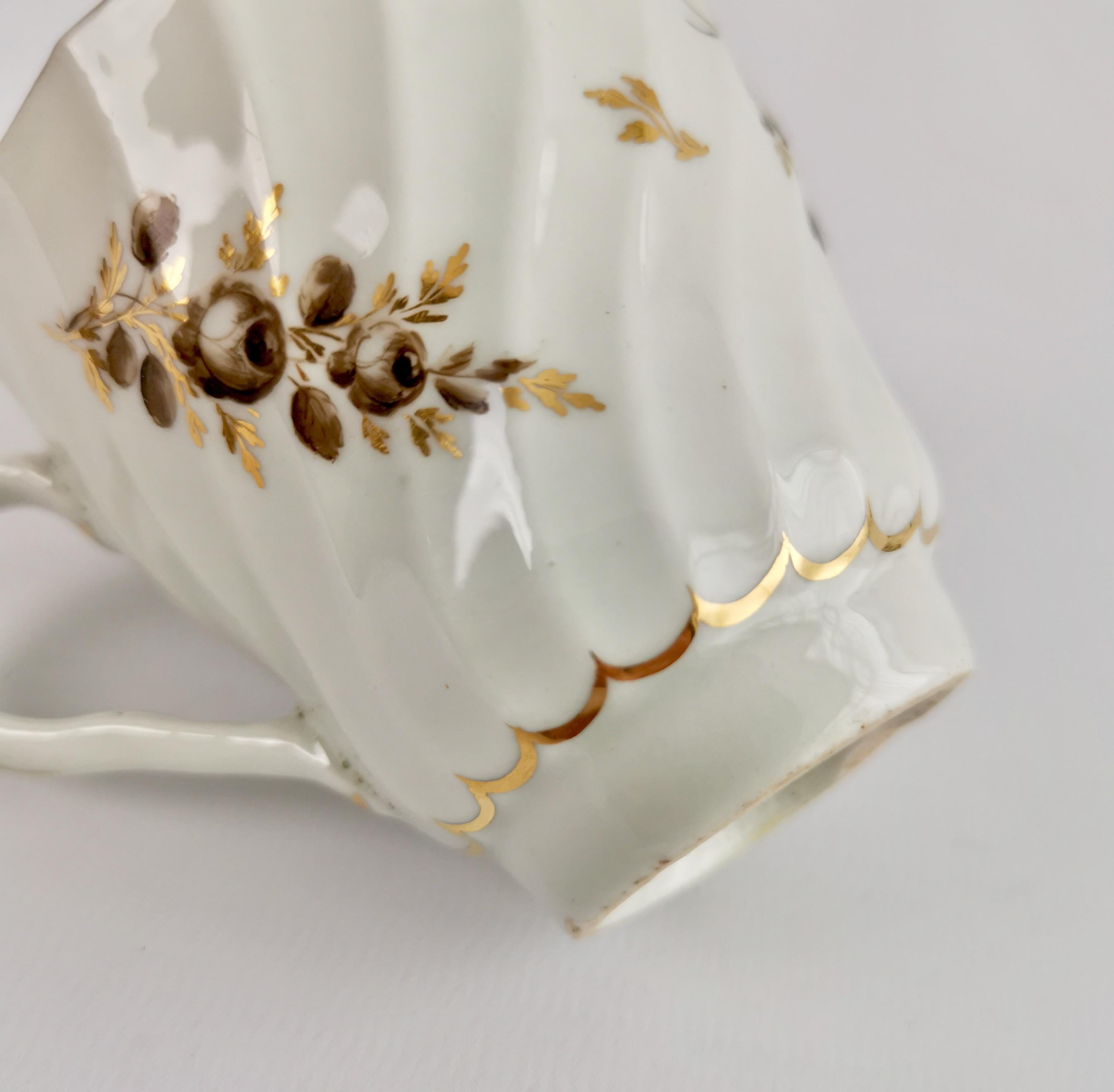 Chamberlains Worcester Orphaned Coffee Cup, Sepia Flower Sprays, Georgian ca1795 For Sale 4