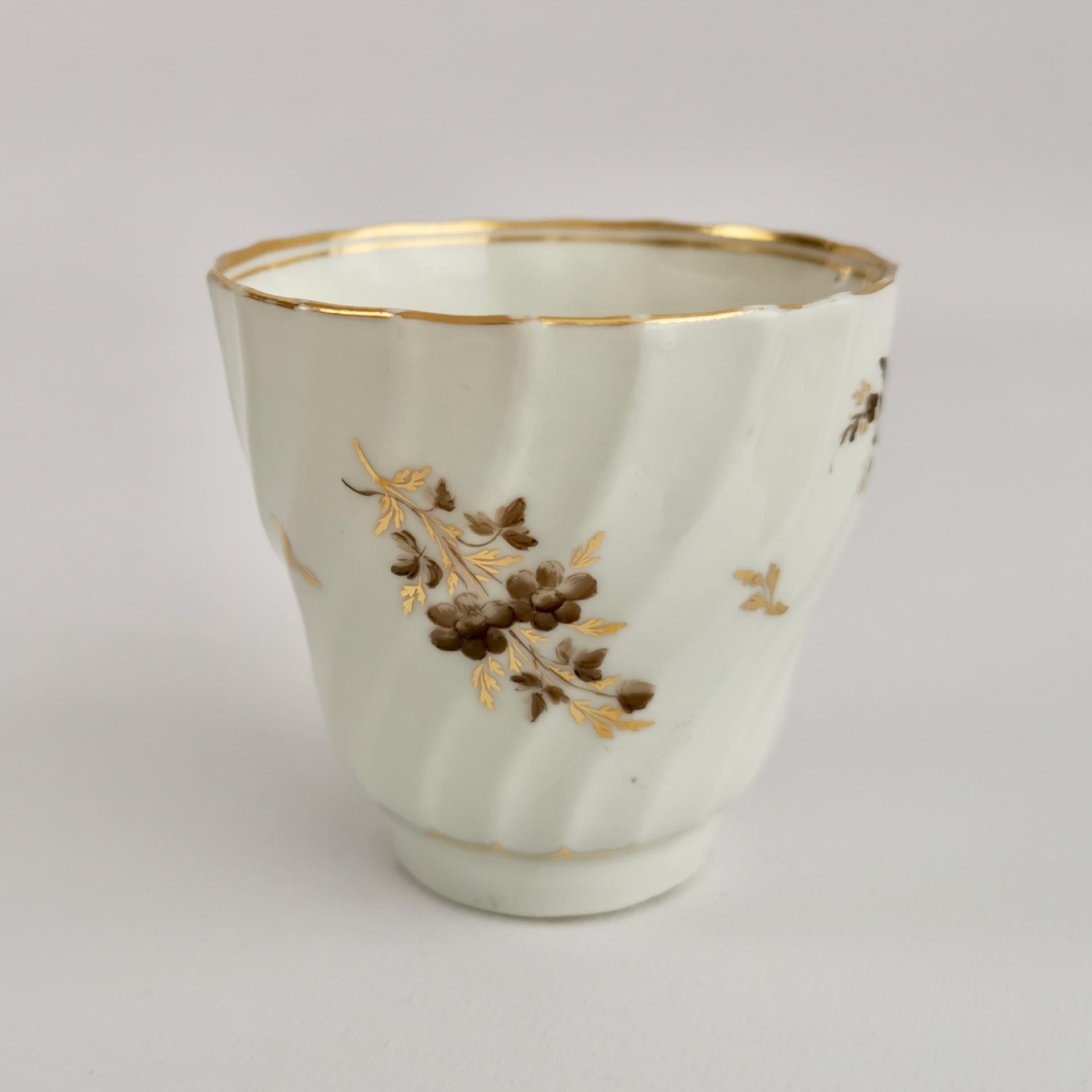 George III Chamberlains Worcester Orphaned Coffee Cup, Sepia Flower Sprays, Georgian ca1795 For Sale