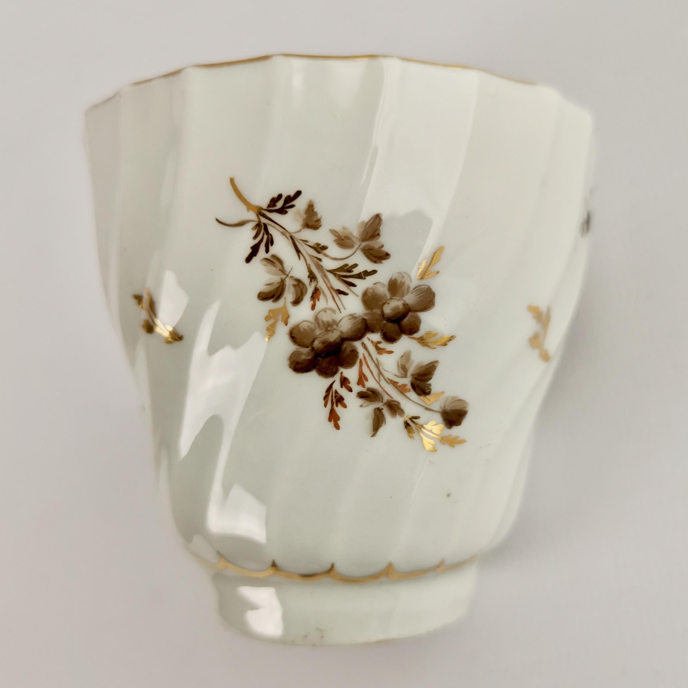 Late 18th Century Chamberlains Worcester Orphaned Coffee Cup, Sepia Flower Sprays, Georgian ca1795 For Sale