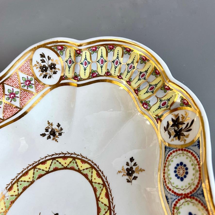 Porcelain Chamberlains Worcester Oval Dish, Harlequin Pattern in Style of Donegal, ca 1795 For Sale