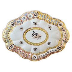 Chamberlains Worcester Oval Dish, Harlequin Pattern in Style of Donegal, ca 1795