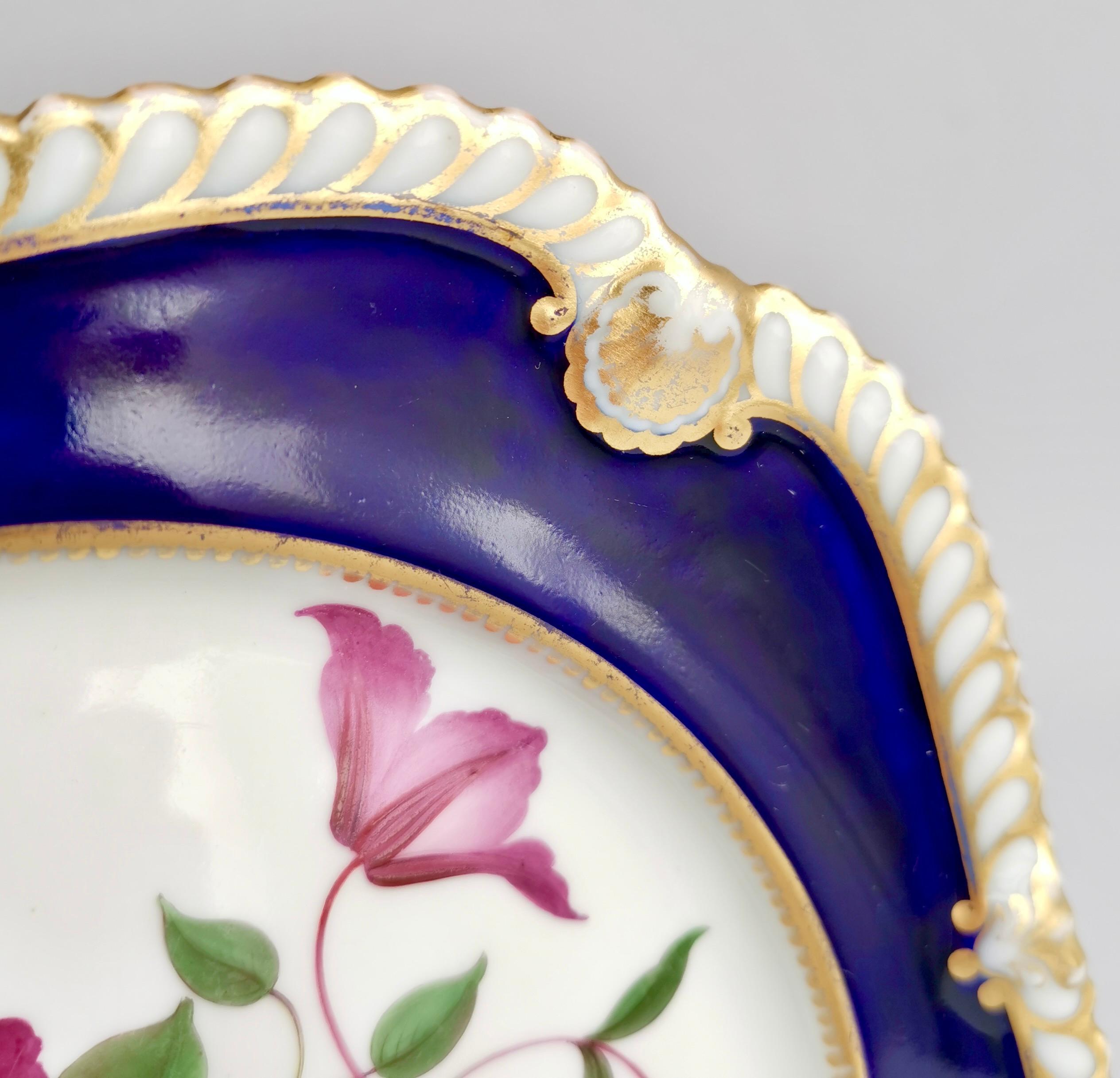 Chamberlains Worcester Plate, Named Purple Virgin's Bower, Regency ca 1820 In Good Condition In London, GB