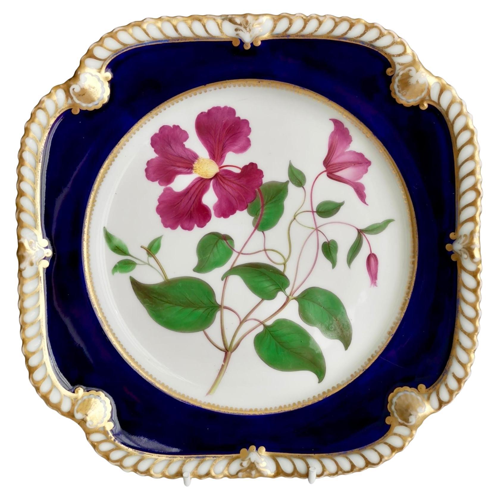 Chamberlains Worcester Plate, Named Purple Virgin's Bower, Regency ca 1820