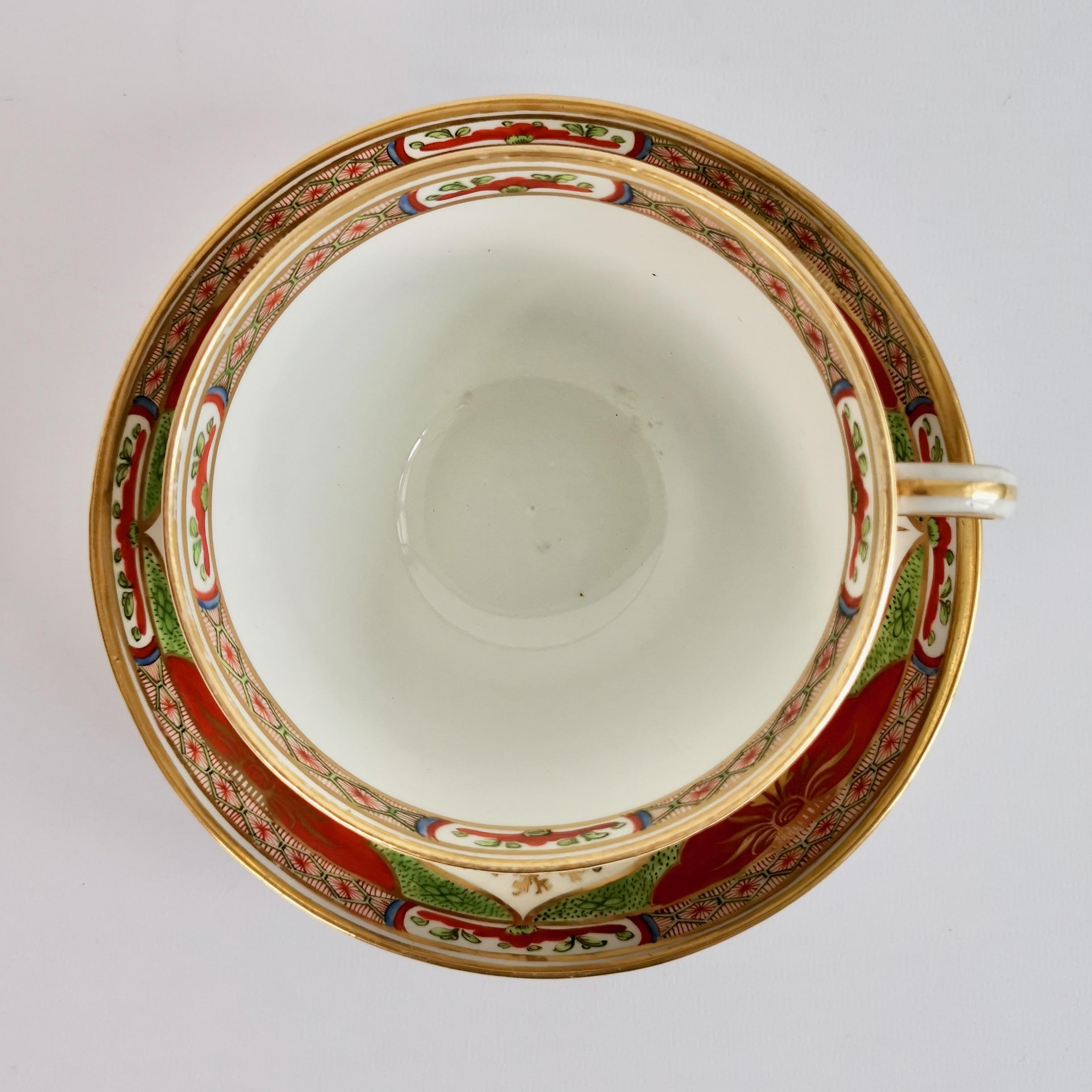Chamberlains Worcester Porcelain Breakfast Cup, Dragons in Compartments, Ca 1800 7
