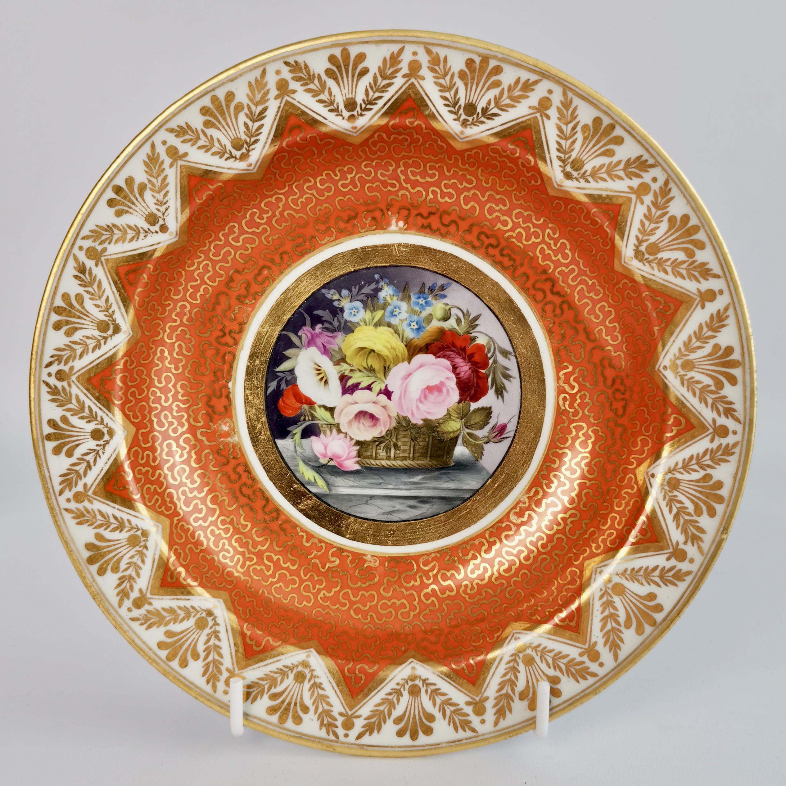 Chamberlains Worcester Porcelain Dessert Service, Orange, Regency, circa 1815 7