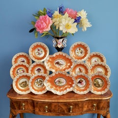Chamberlains Worcester Porcelain Dessert Service, Orange, Regency, circa 1815